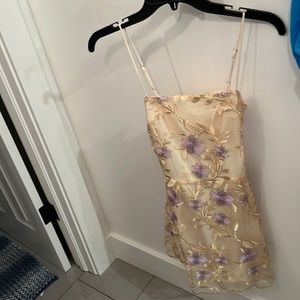 Amari gold floral mesh dress Lucy in the Sky